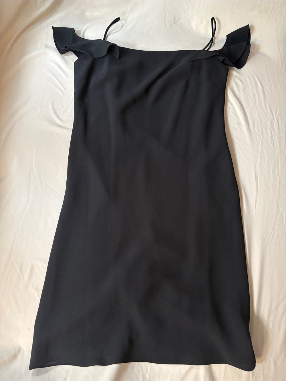 Trio New York Black Ruffle-Strap Mini Slip Dress